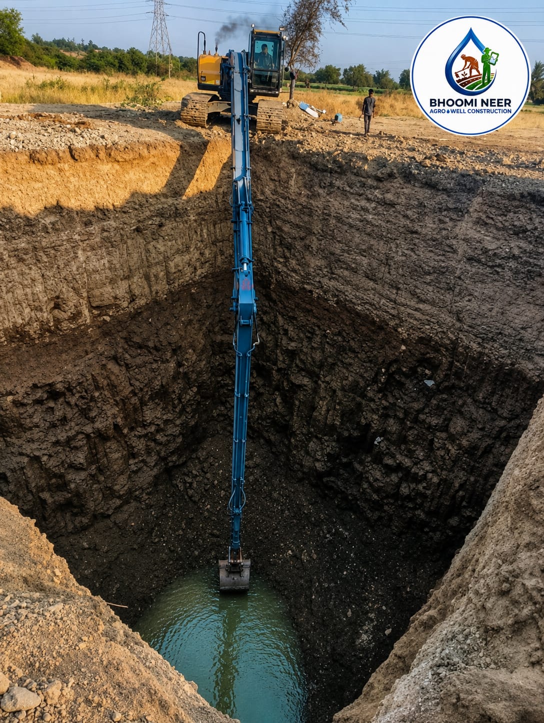 Bhoomi Neer Heavy Excavator Digging Open Well
